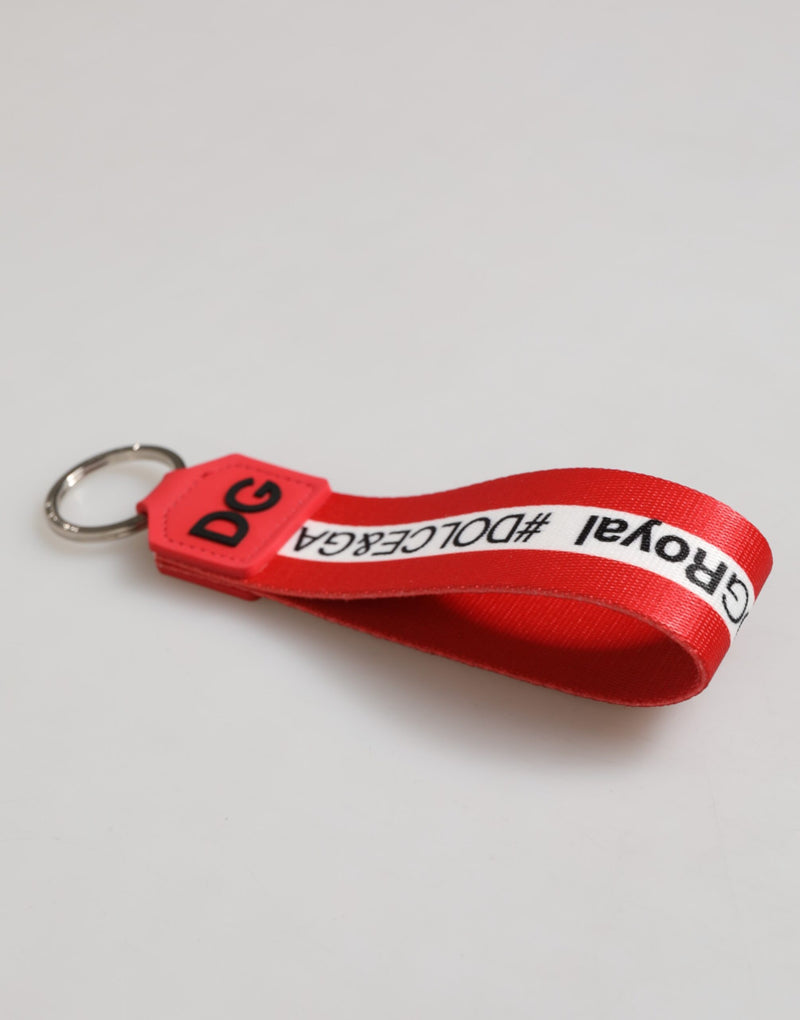 Dolce & Gabbana Porte-clés Logo Rouge Polyester Laiton Argenté