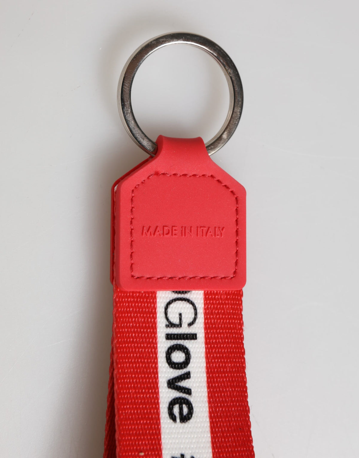 Dolce & Gabbana Porte-clés Logo Rouge Polyester Laiton Argenté