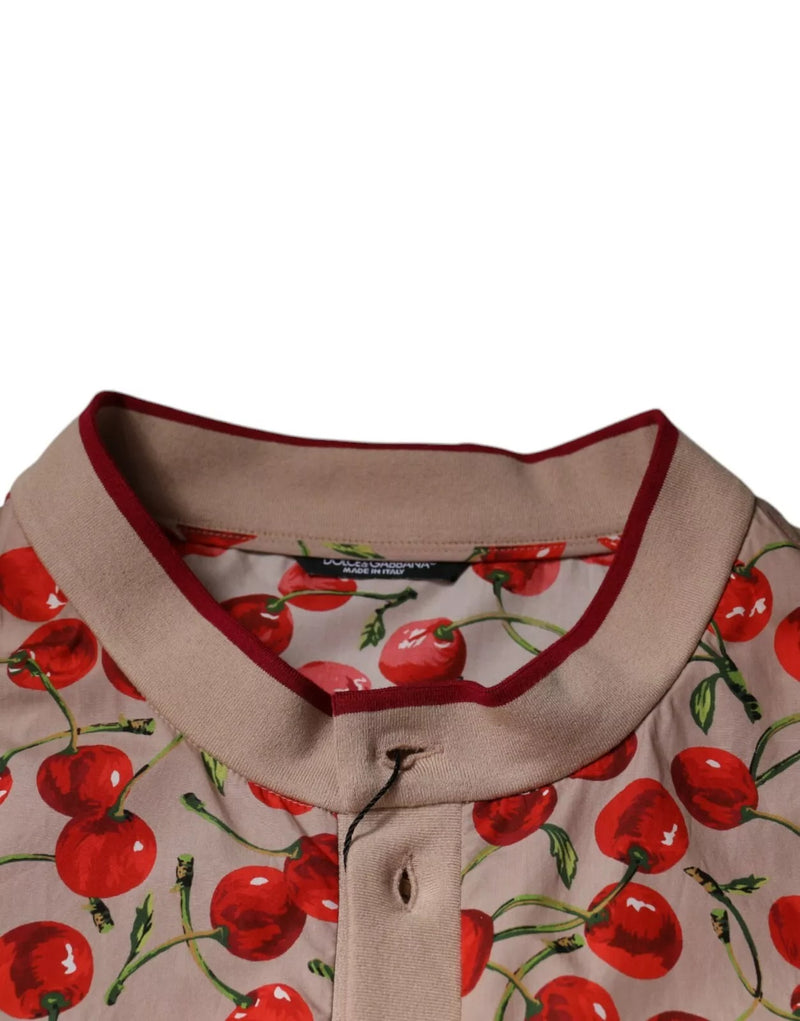 Dolce &amp; Gabbana beige kersenrode nylon casual overhemd met knopen