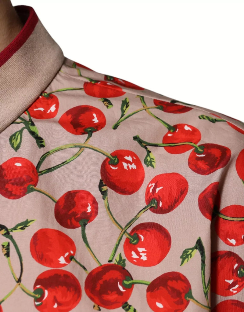 Dolce &amp; Gabbana beige kersenrode nylon casual overhemd met knopen