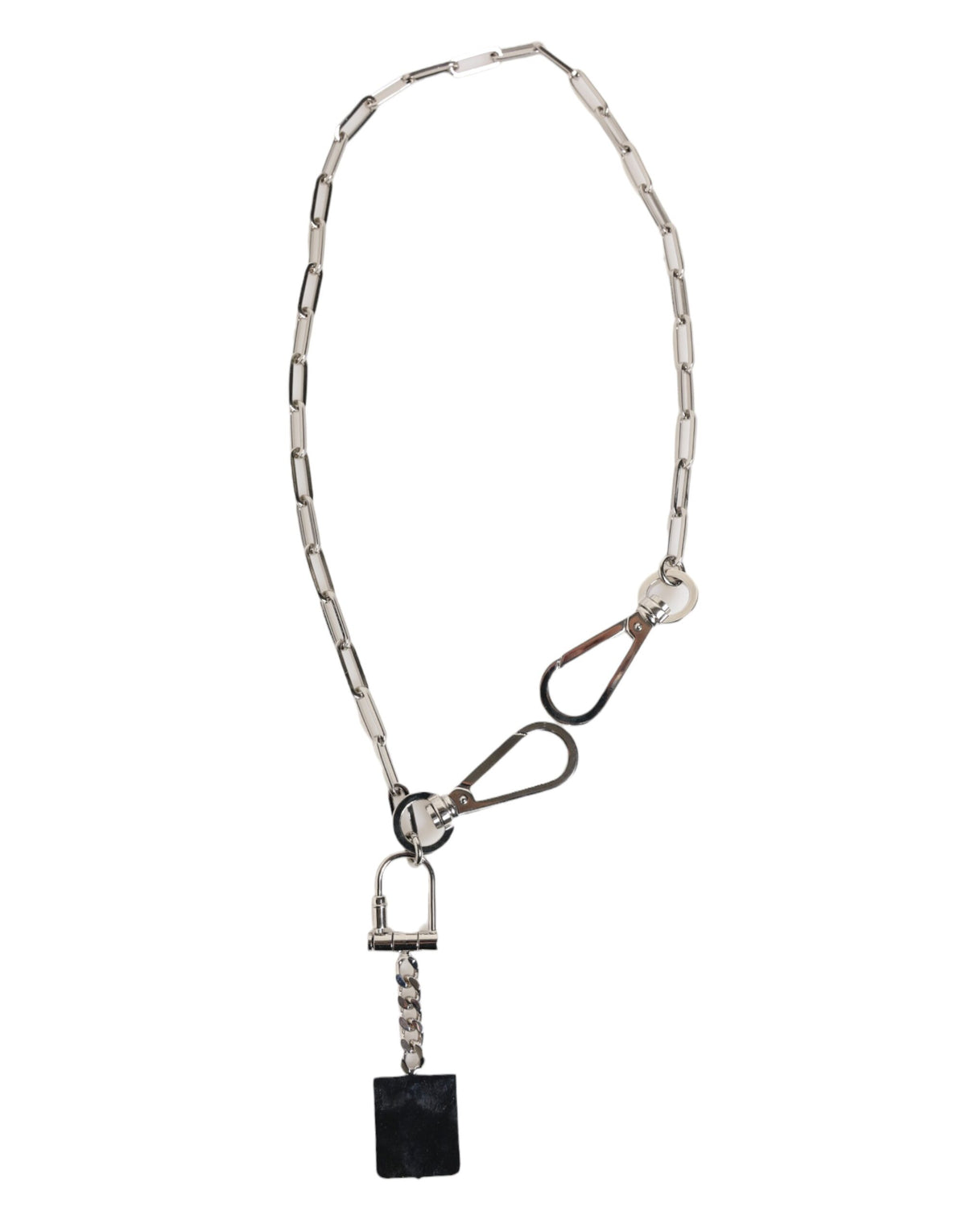 Collier homme Dolce & Gabbana avec pendentif logo DG en chaîne métallique argentée.
