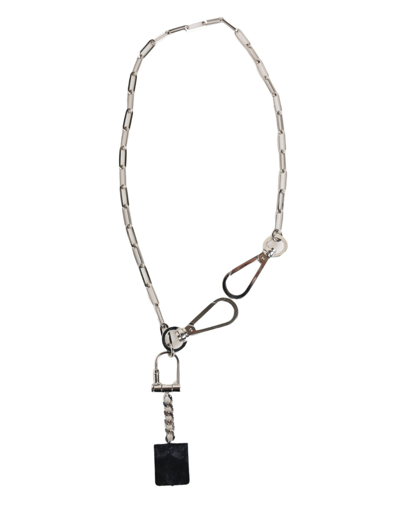 Dolce & Gabbana Heren Halsketen met DG Logo Pendent in Zilverkleurig Metaal