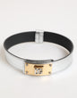 Collier Dolce & Gabbana en cuir texturé argenté et métal doré