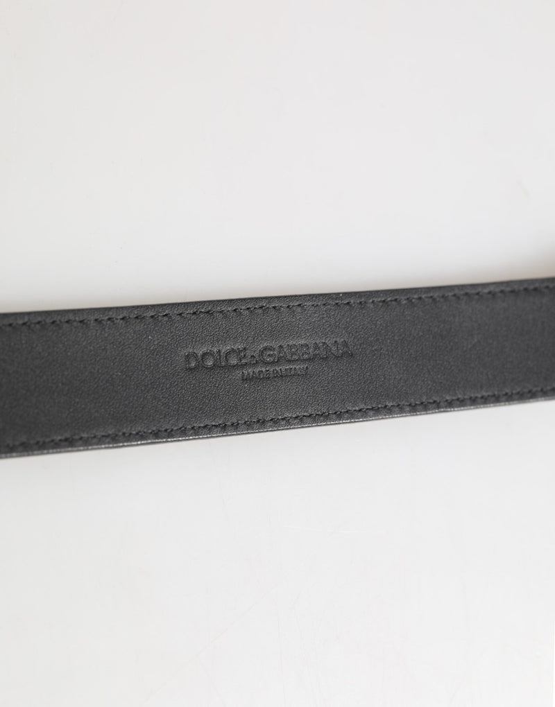 Dolce & Gabbana Zilveren Gestructureerde Leren Gouden Metalen Halsband