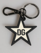 Porte-clés Dolce &amp; Gabbana en caoutchouc blanc et noir avec logo DG et étoile pour homme