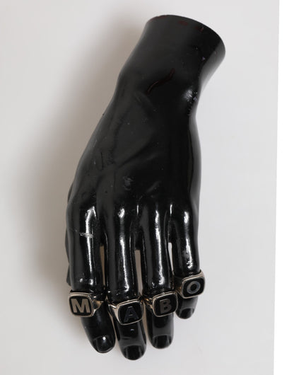 Bague ajustable Dolce & Gabbana en laiton argenté avec lettrage, lot de 5 pièces