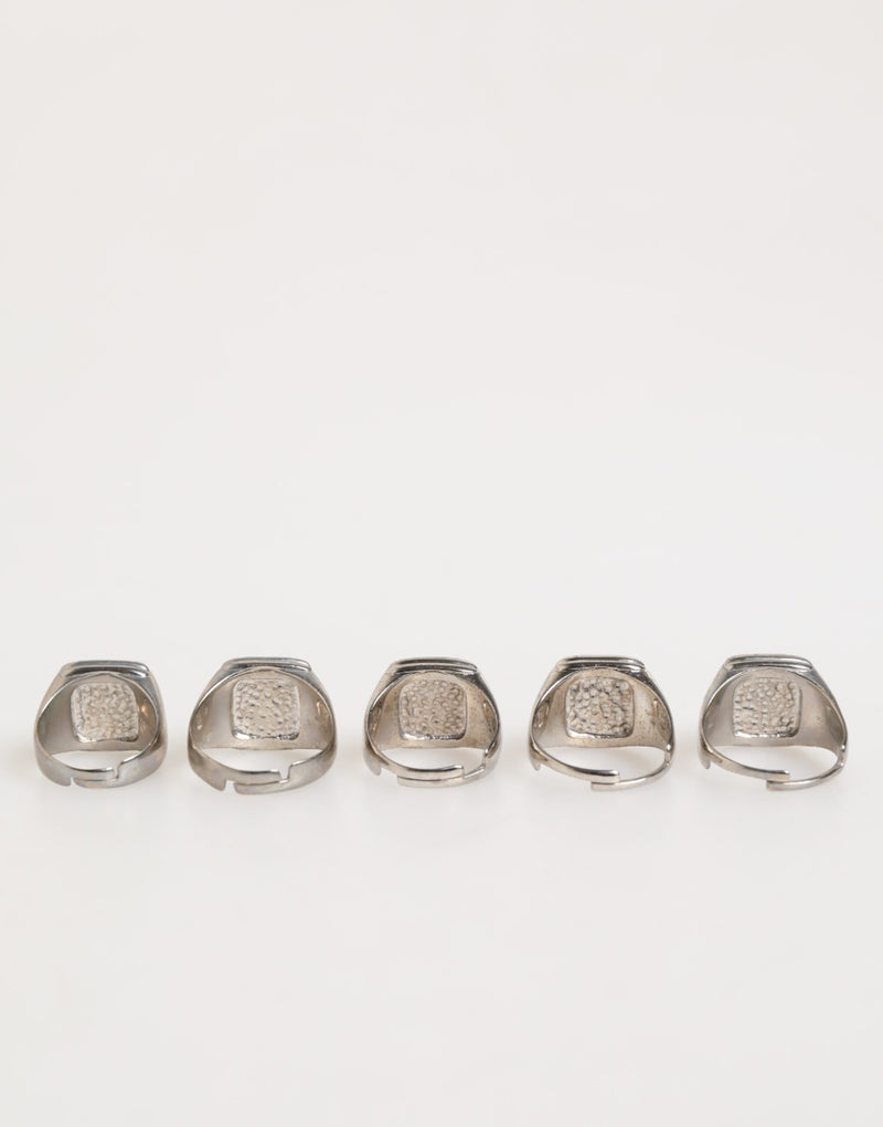 Dolce & Gabbana Zilverkleurige Messing Letterset 5 Stuks Verstelbare Ring