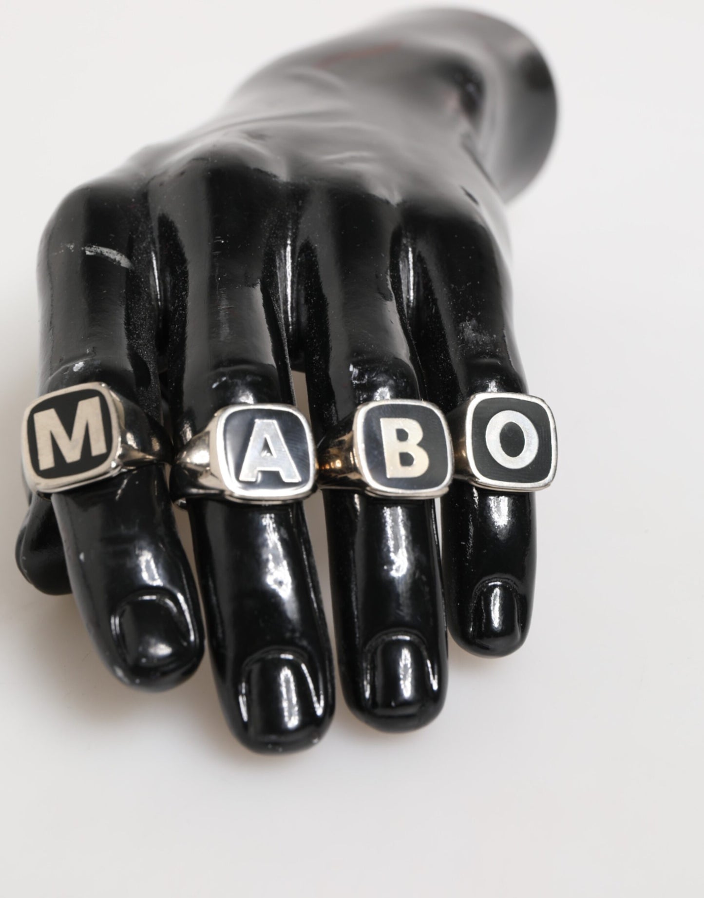 Bague ajustable Dolce & Gabbana en laiton argenté avec lettrage, lot de 5 pièces