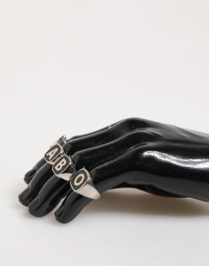 Bague ajustable Dolce & Gabbana en laiton argenté avec lettrage, lot de 5 pièces