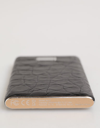 Chargeur externe USB Dolce &amp; Gabbana en cuir noir exotique 3000 mAh