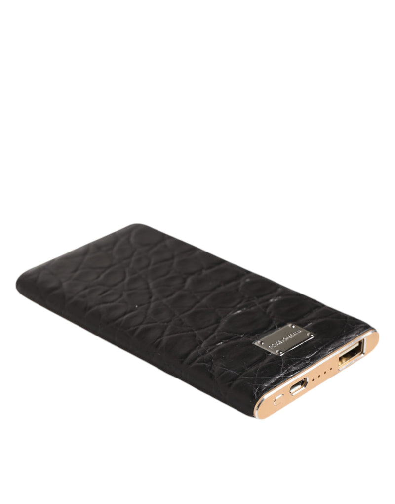 Dolce &amp; Gabbana Zwart Leren Reliëf Huid 3000mAh Powerbank Oplader USB