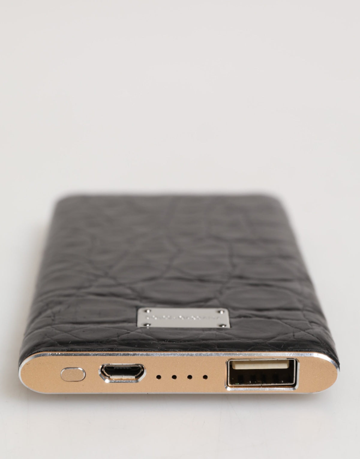 Chargeur externe USB Dolce &amp; Gabbana 3000 mAh en cuir exotique noir embossé