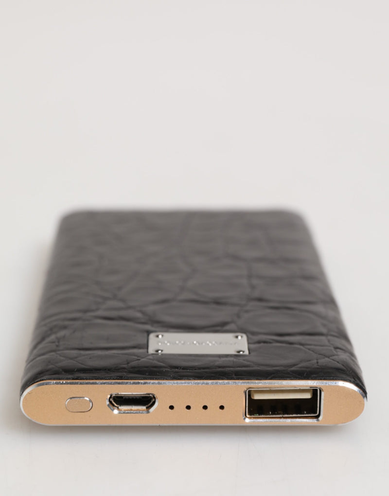 Dolce &amp; Gabbana Zwart Exotisch Leer Gegraveerd 3000mAh Powerbank Oplader USB