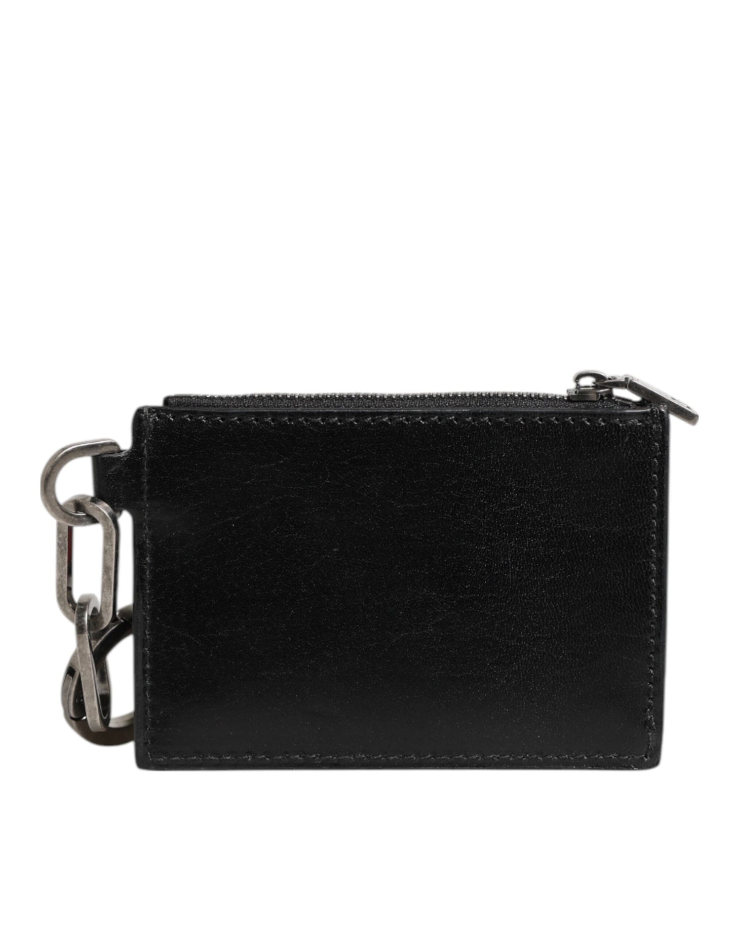 Porte-clés Dolce & Gabbana en cuir noir avec logo et fermeture éclair