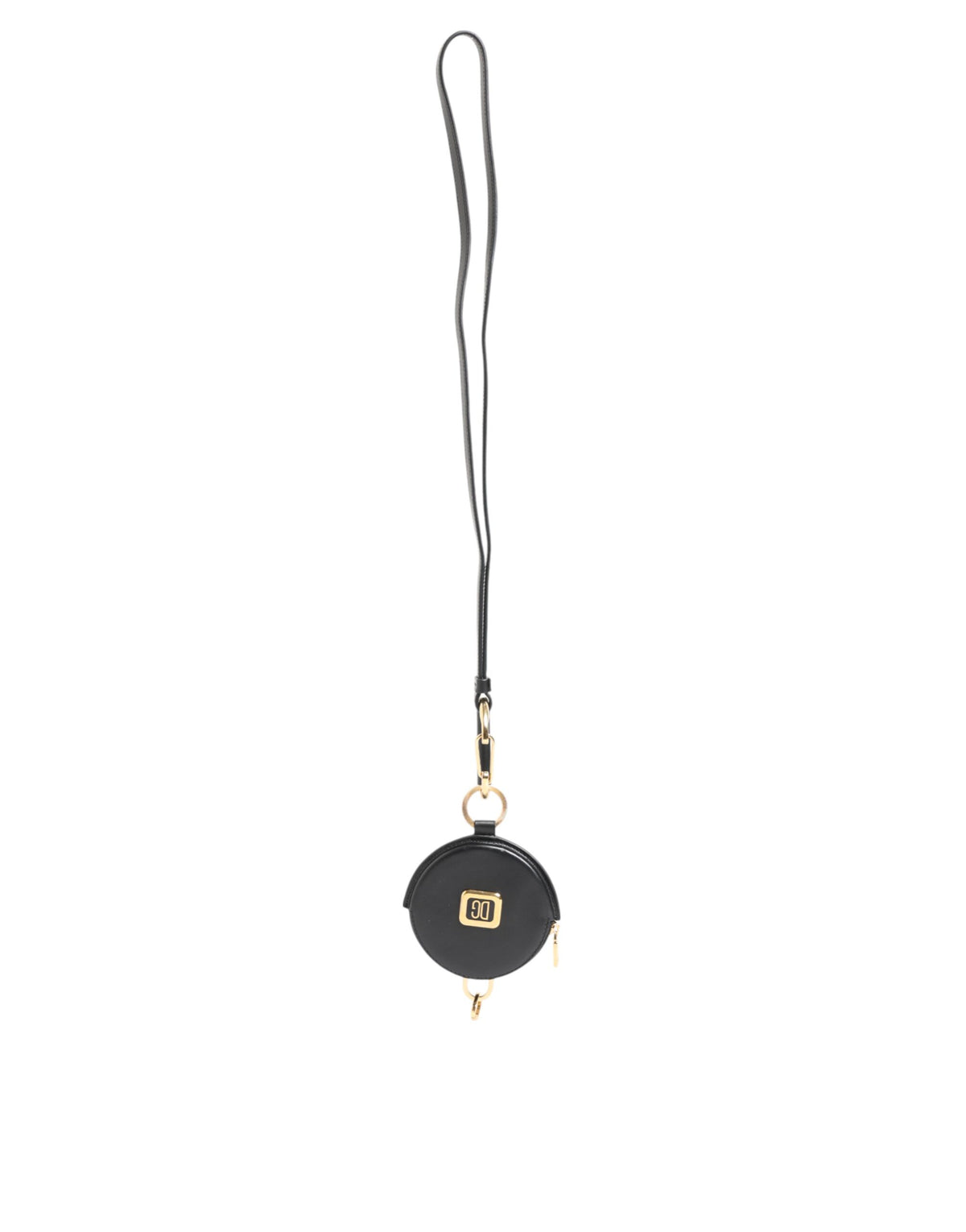 Portefeuille à cordon rond en cuir noir Dolce &amp; Gabbana avec logo DG