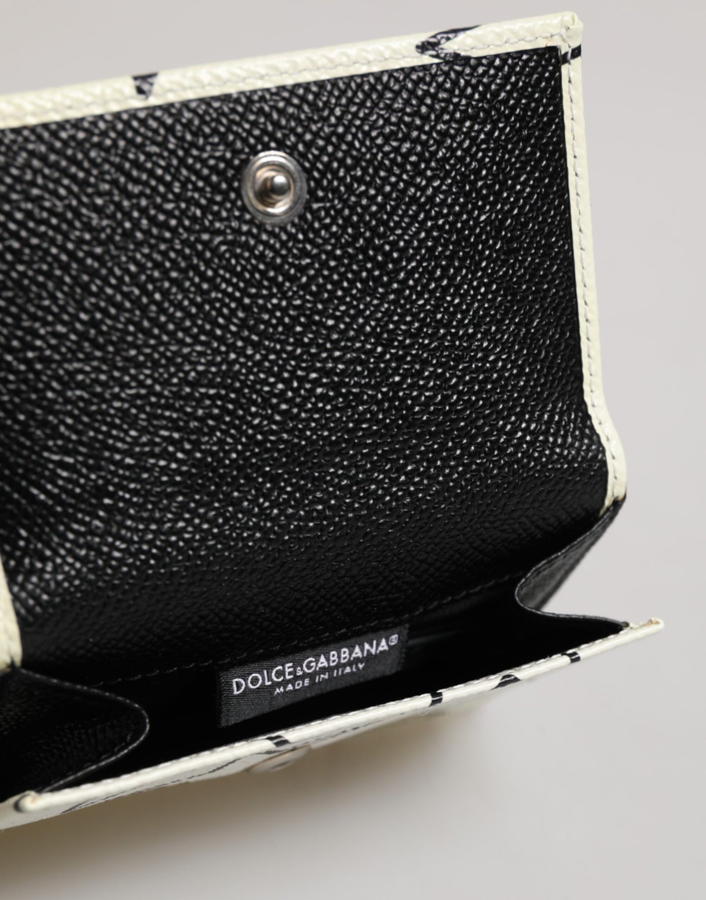 Portefeuille porte-cartes à trois volets en cuir blanc Dolce & Gabbana DG Star Print
