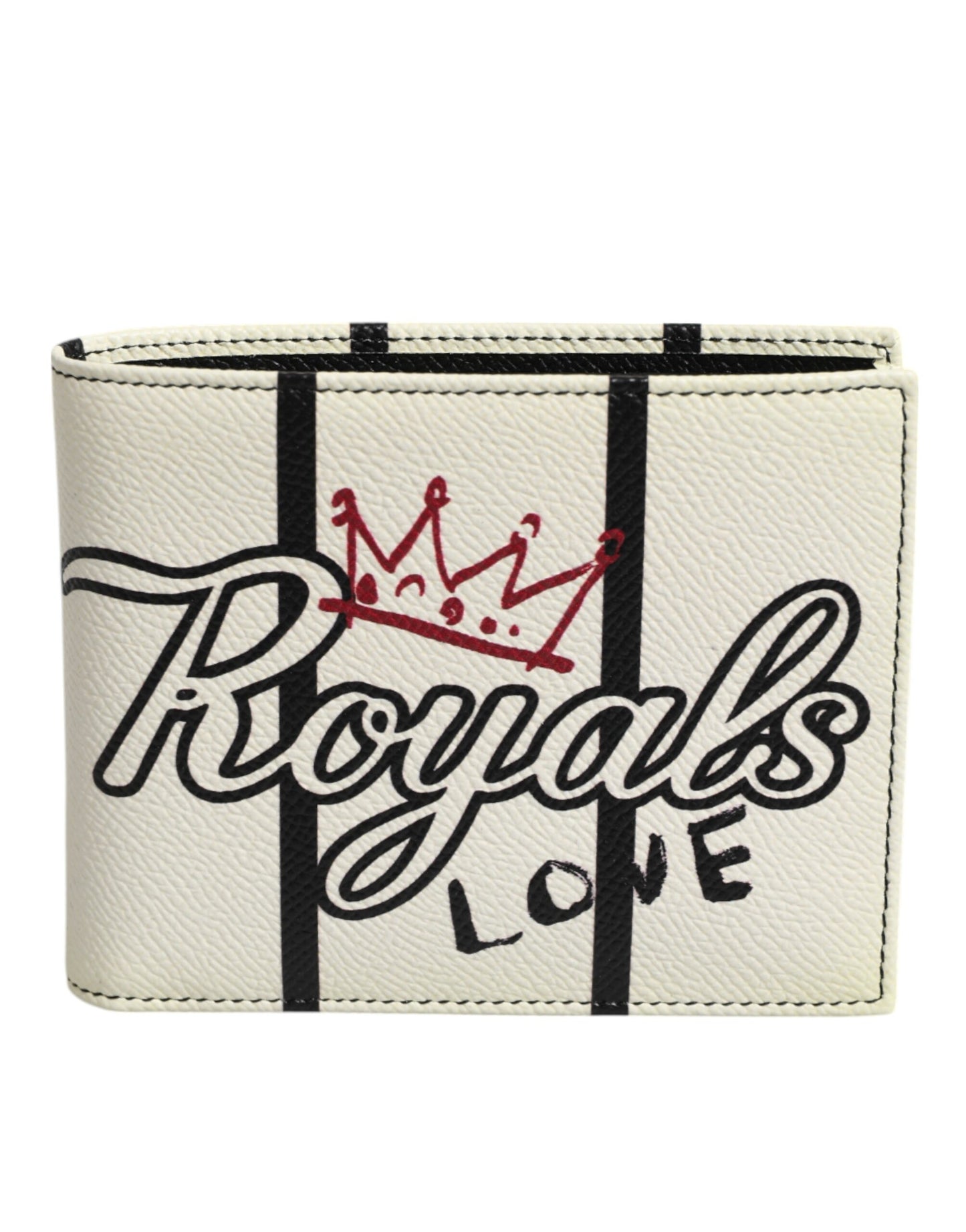 Portefeuille porte-cartes à deux volets Dolce & Gabbana en cuir blanc DG Crown Royals
