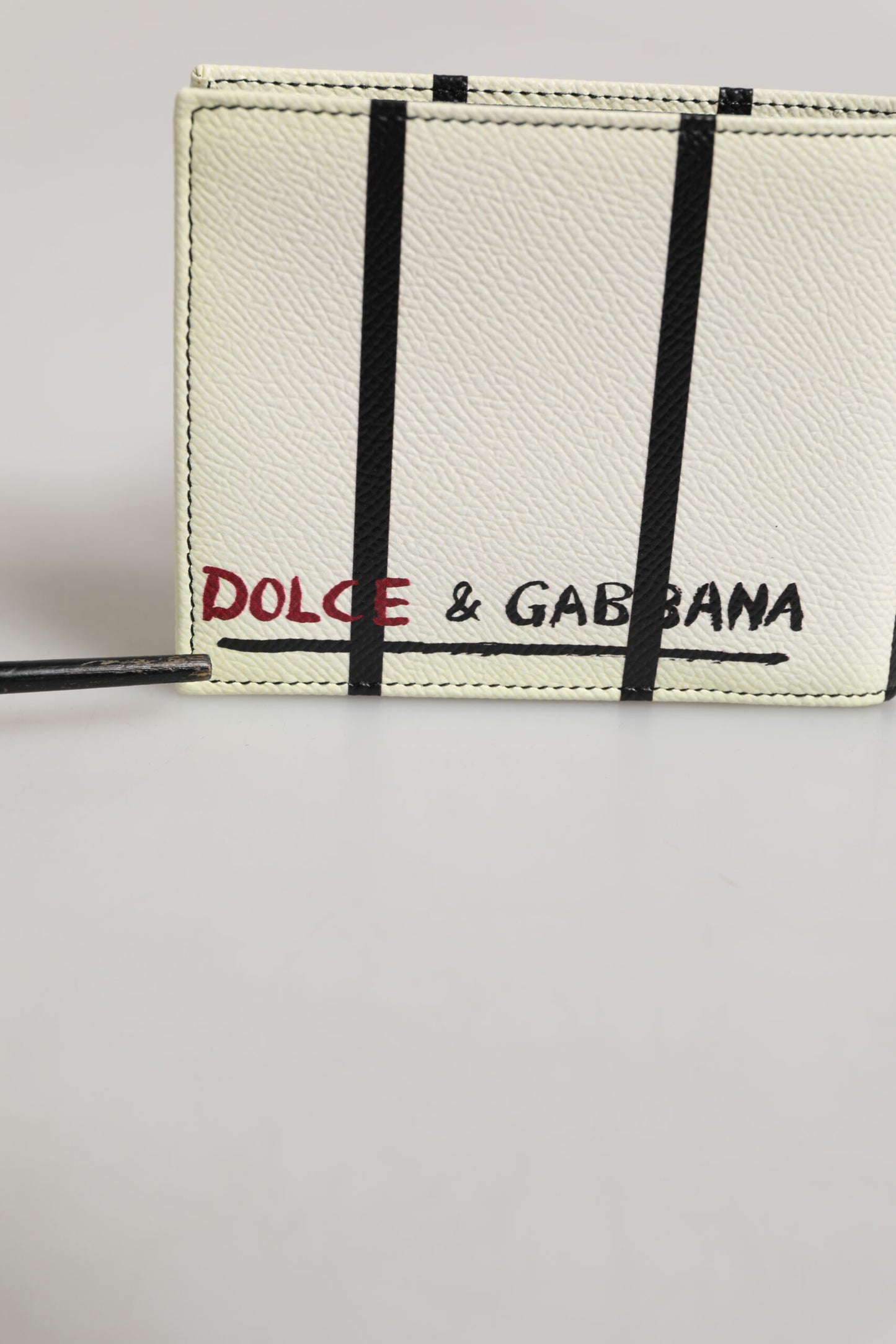 Portefeuille porte-cartes à deux volets Dolce & Gabbana en cuir blanc DG Crown Royals