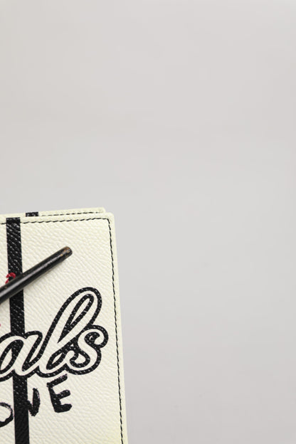 Portefeuille porte-cartes à deux volets Dolce & Gabbana en cuir blanc DG Crown Royals