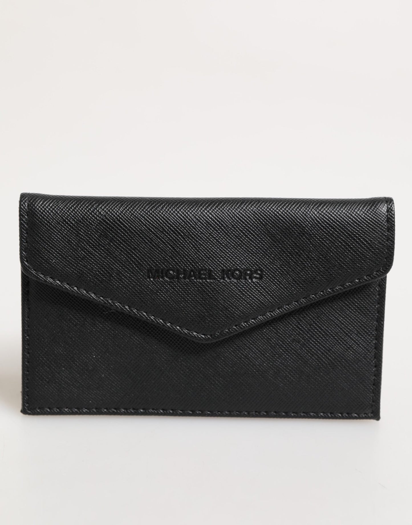 Portefeuille homme Michael Kors en cuir saffiano noir, format enveloppe.