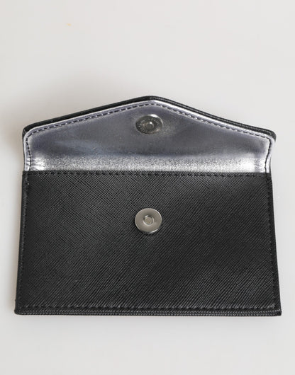 Portefeuille homme Michael Kors en cuir saffiano noir, format enveloppe.