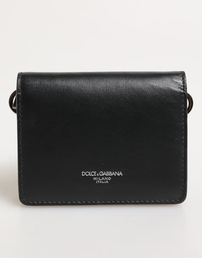 Porte-cartes bicolore en cuir noir avec logo DG de Dolce &amp; Gabbana - Homme - Portefeuille