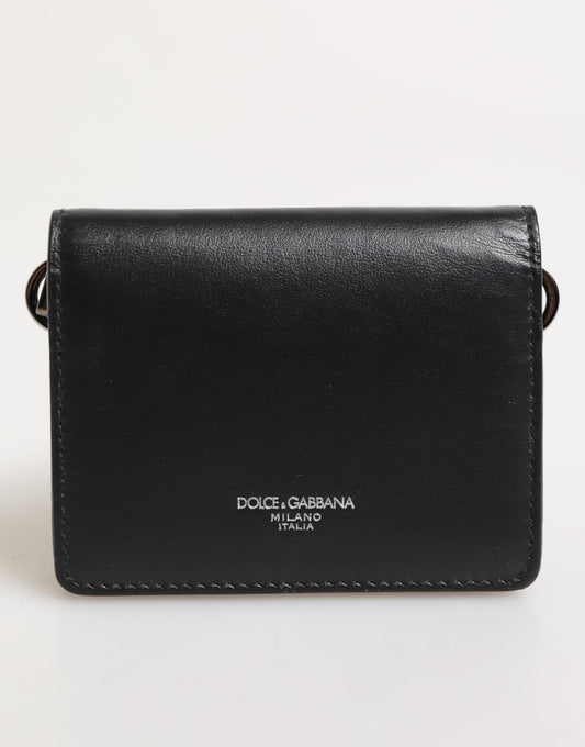 Porte-cartes bicolore en cuir noir avec logo DG de Dolce &amp; Gabbana - Homme - Portefeuille