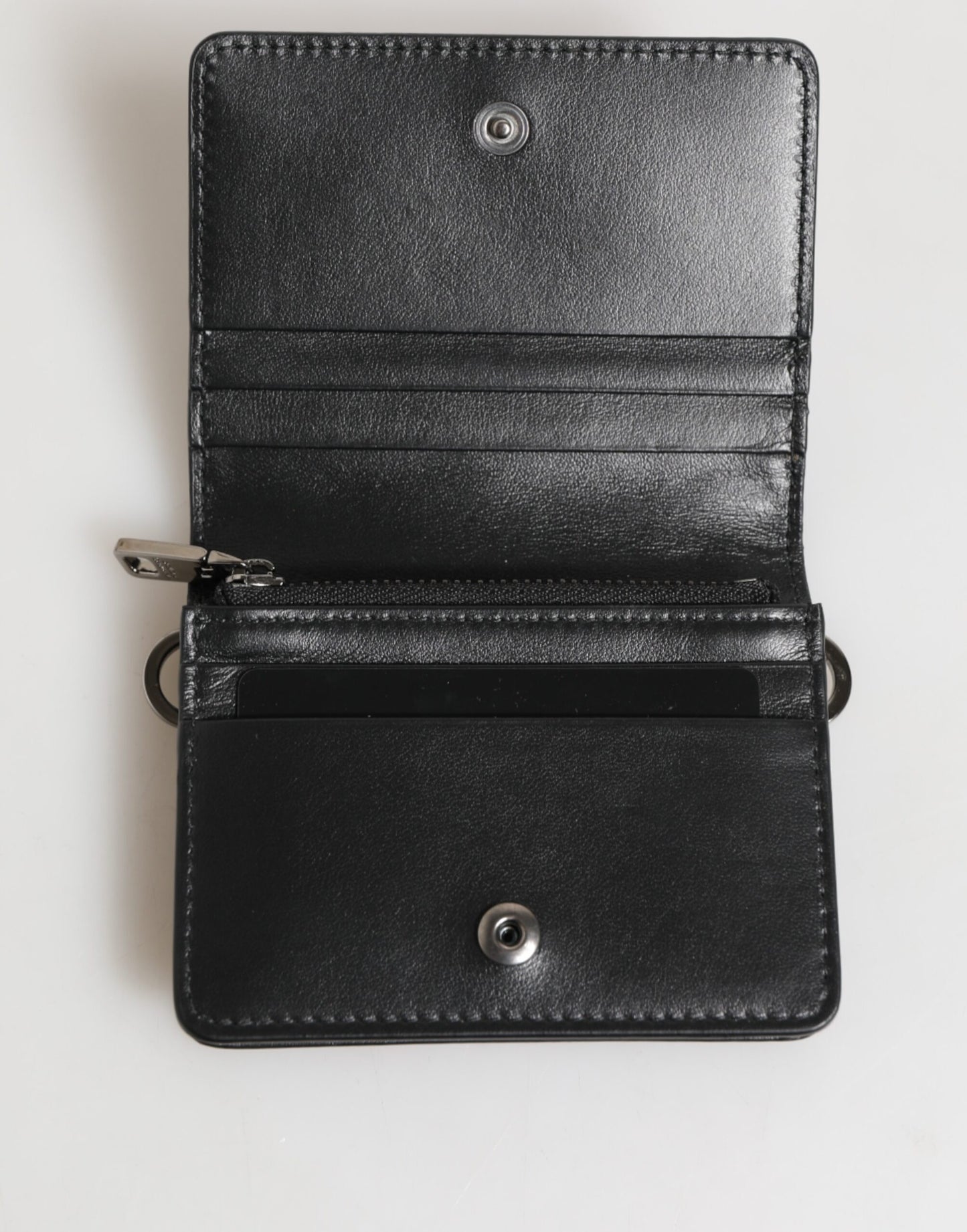 Porte-cartes bicolore en cuir noir avec logo DG de Dolce &amp; Gabbana - Homme - Portefeuille