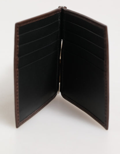 Portefeuille bicolore en cuir marron Dolce &amp; Gabbana avec logo DG gravé.