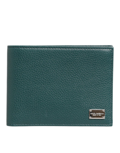 Portefeuille bicolore en cuir vert Dolce &amp; Gabbana avec plaque logo DG