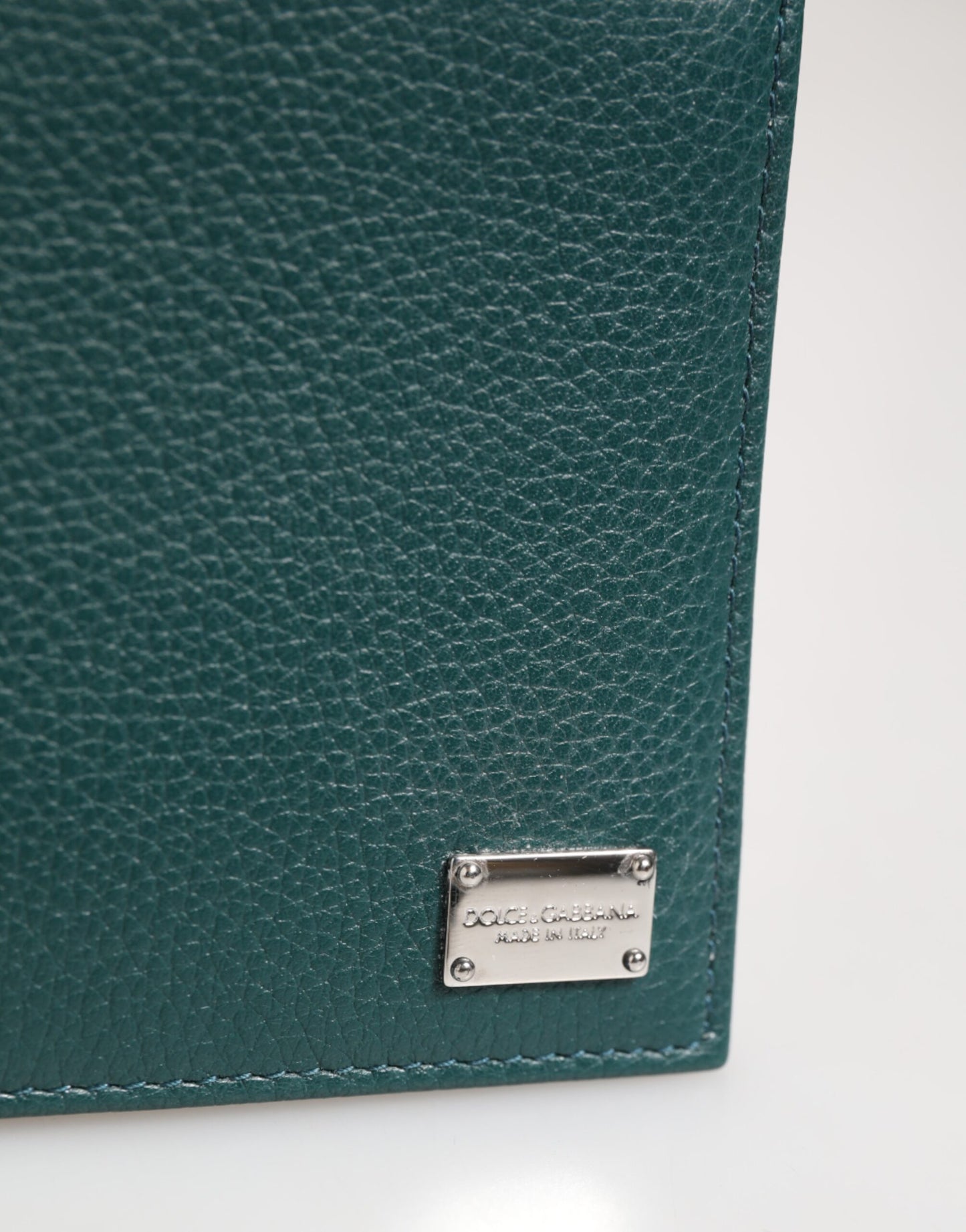 Portefeuille bicolore en cuir vert Dolce &amp; Gabbana avec plaque logo DG