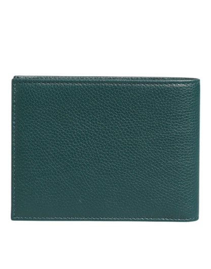 Portefeuille bicolore en cuir vert Dolce &amp; Gabbana avec plaque logo DG