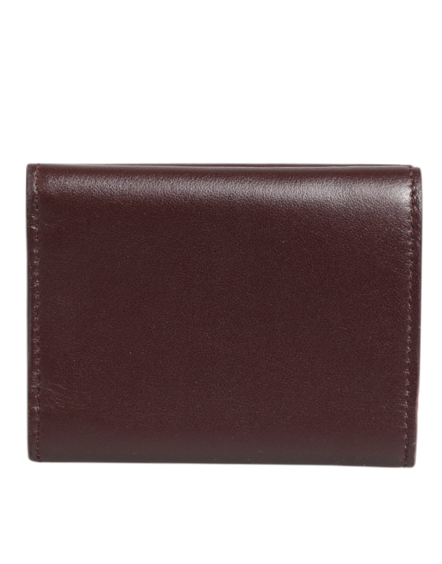 Porte-cartes à trois volets en cuir avec logo en relief Dolce &amp; Gabbana, brun foncé.