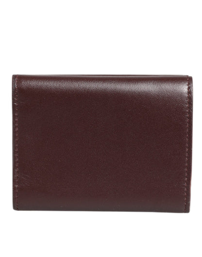 Porte-cartes à trois volets en cuir avec logo en relief Dolce &amp; Gabbana, brun foncé.