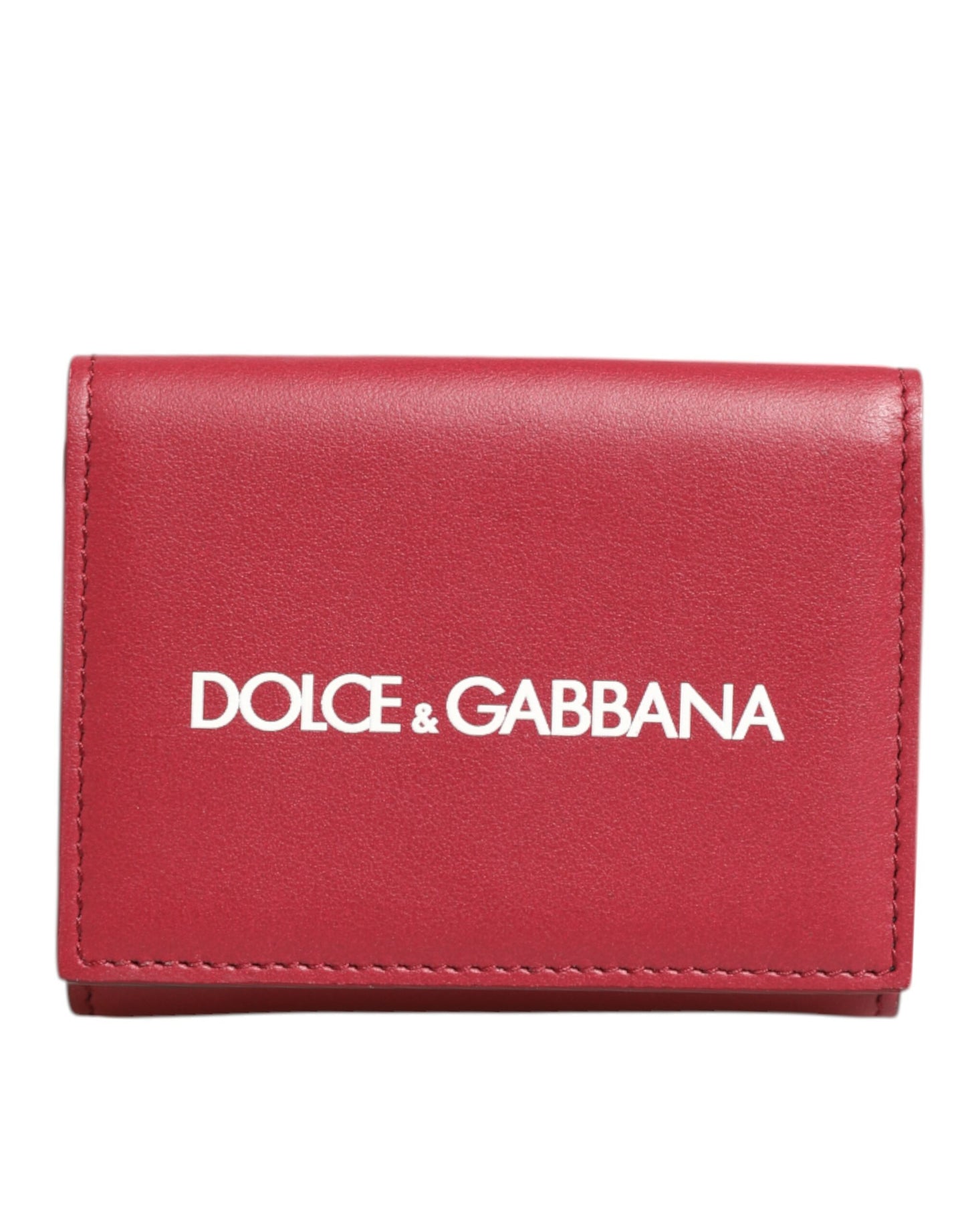 Porte-cartes à trois volets en cuir rouge pour homme avec imprimé du logo Dolce &amp; Gabbana.