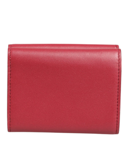 Porte-cartes à trois volets en cuir rouge pour homme avec imprimé du logo Dolce &amp; Gabbana.