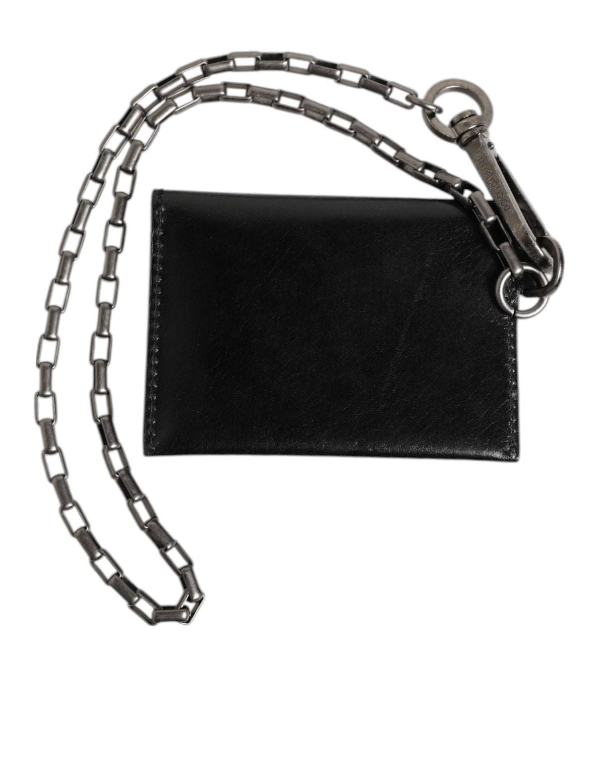 Portefeuille à rabat à fermoir à chaîne en cuir Cavallo noir de Dolce &amp; Gabbana