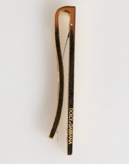 Barrette de cravate pour homme en laiton doré, logo Dolce &amp; Gabbana.