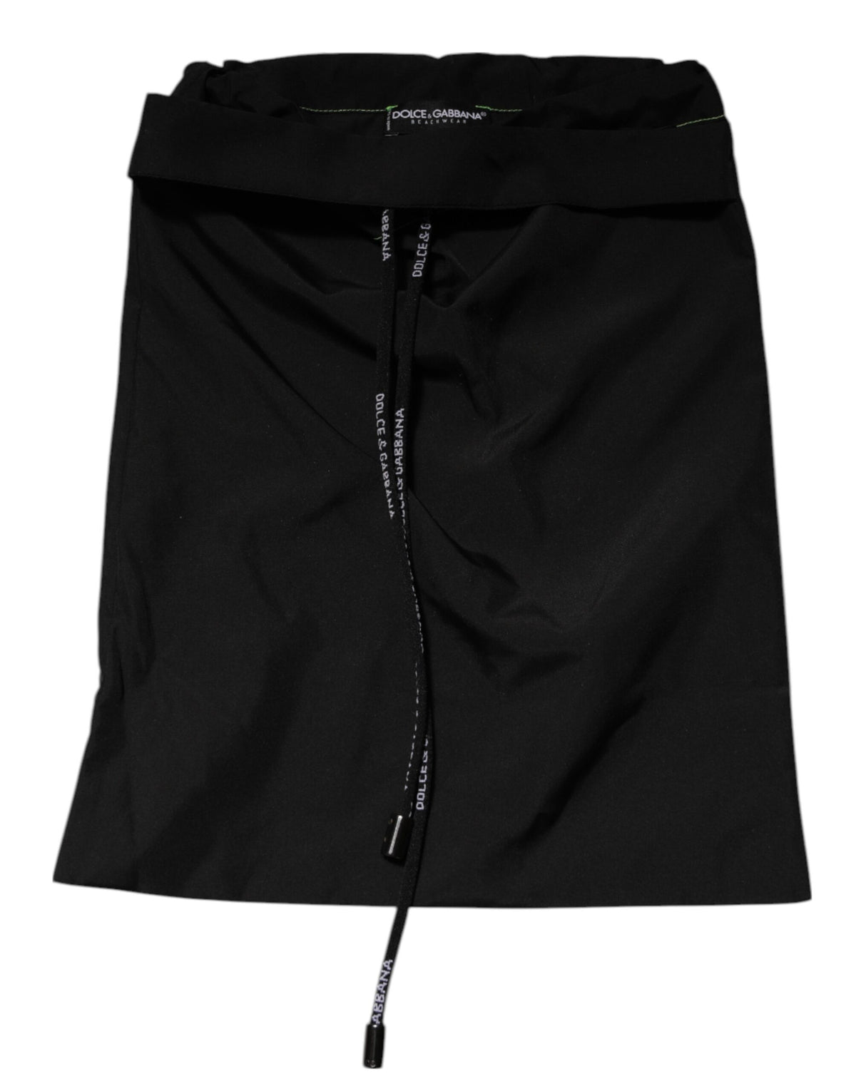 Short de bain noir et vert à logo Dolce &amp; Gabbana avec ceinture.