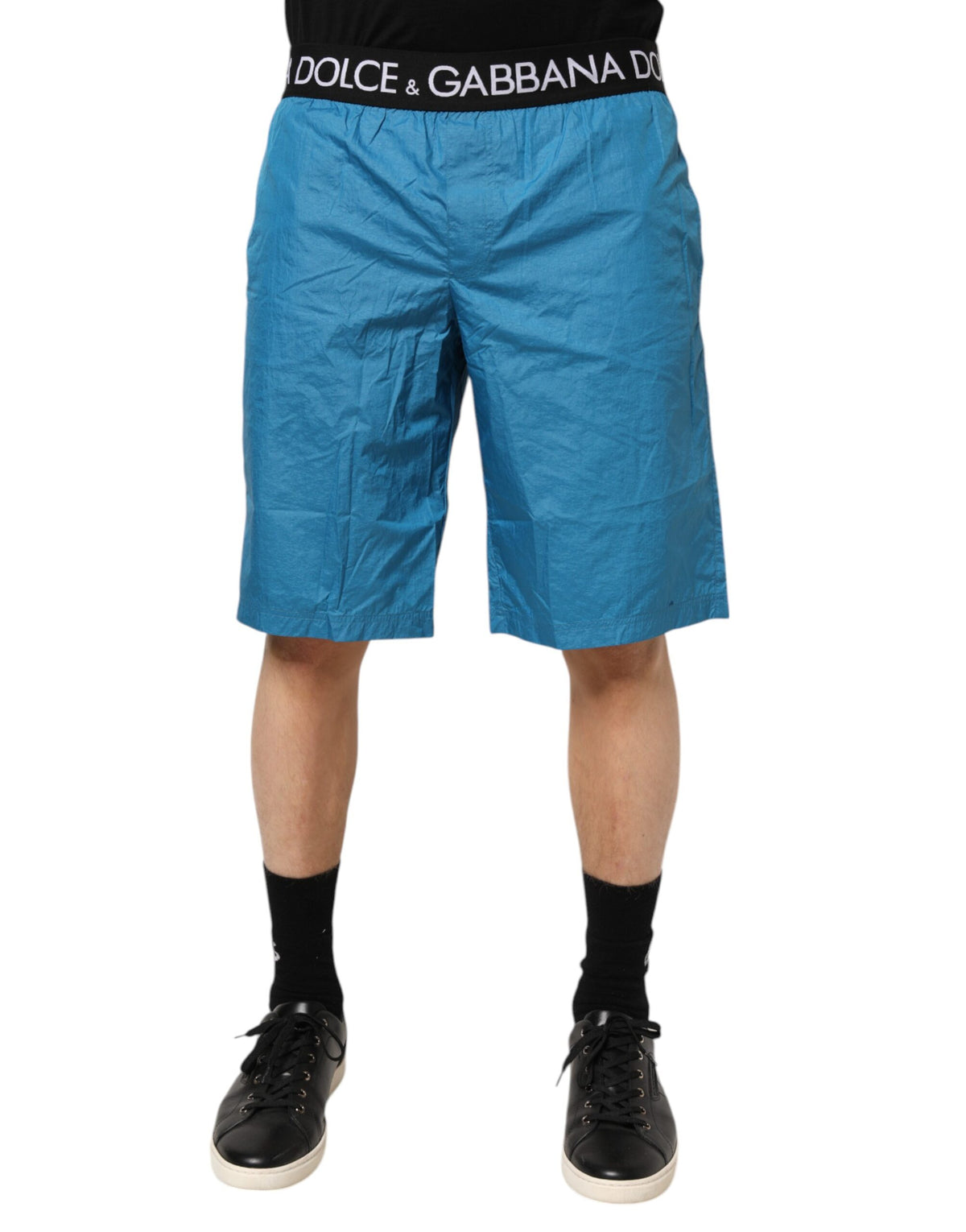 Short de bain/maillot de bain Dolce &amp; Gabbana avec ceinture à logo bleu.