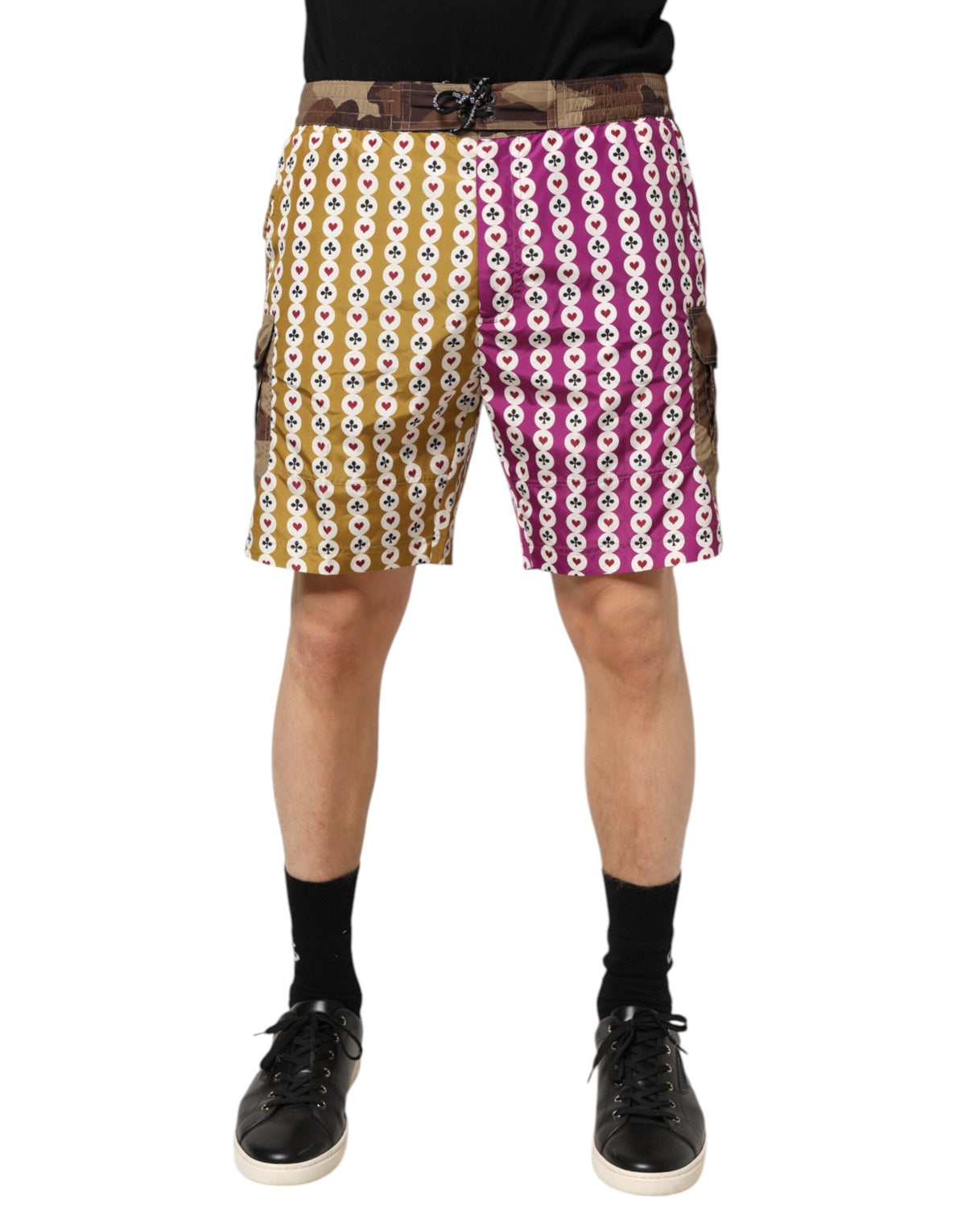Short de bain camouflage multicolore à motifs de cartes à jouer Dolce &amp; Gabbana