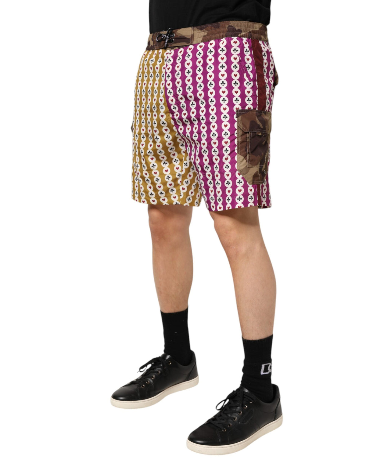 Short de bain camouflage multicolore à motifs de cartes à jouer Dolce &amp; Gabbana