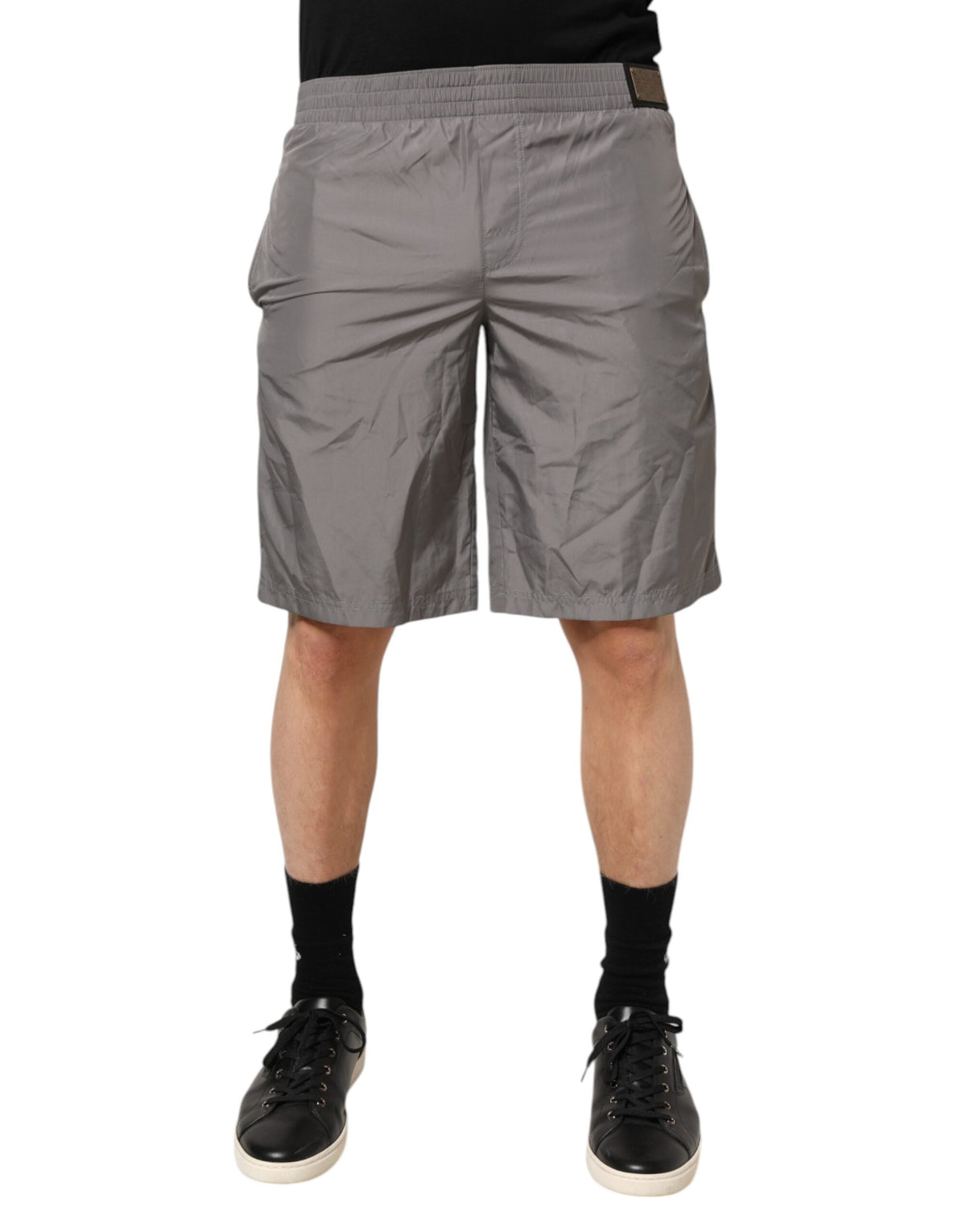 Short de bain Dolce &amp; Gabbana en nylon gris clair à taille élastique
