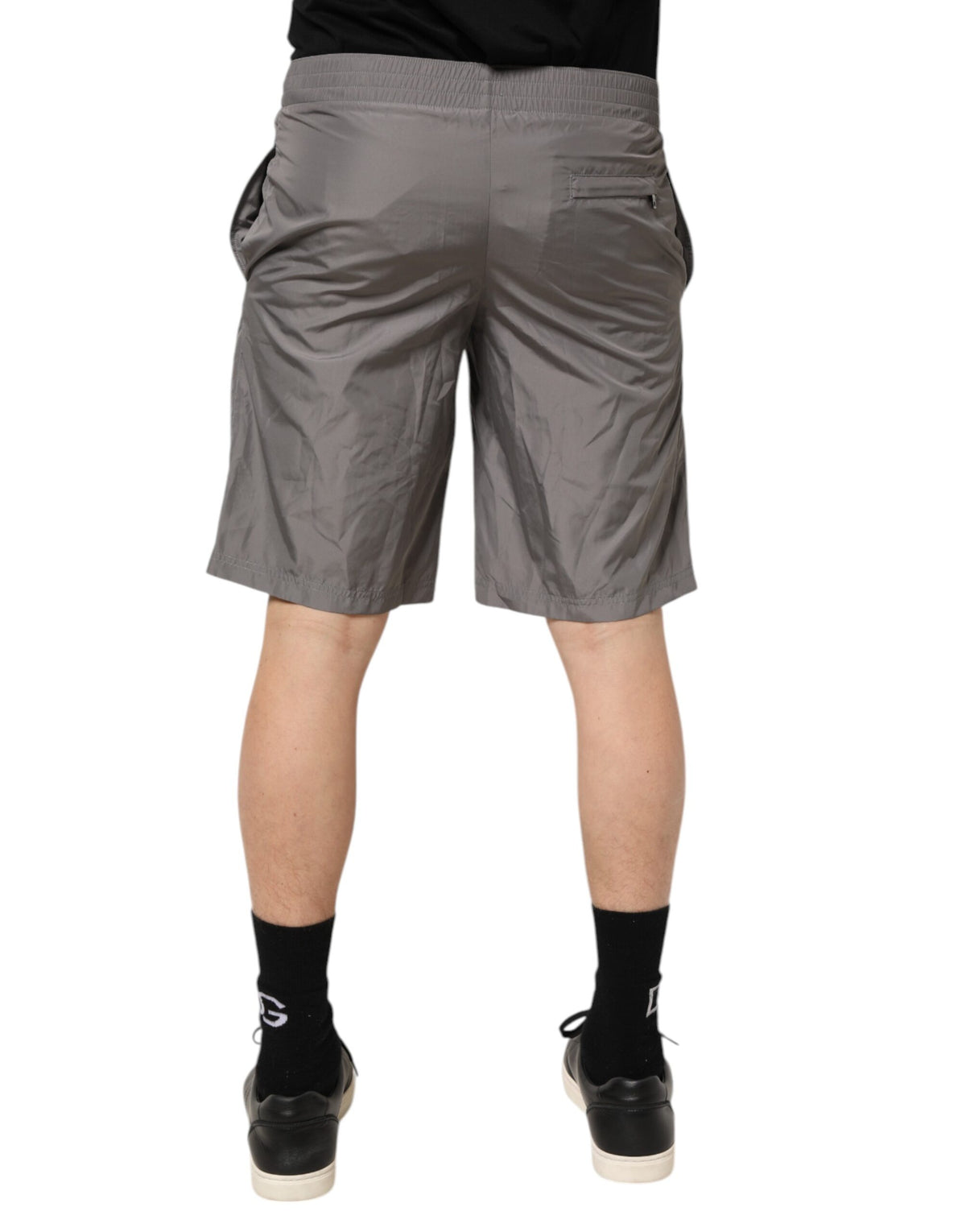 Short de bain Dolce &amp; Gabbana en nylon gris clair à taille élastique