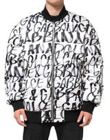 Veste bomber matelassée à logo graffiti blanc et noir de Dolce & Gabbana