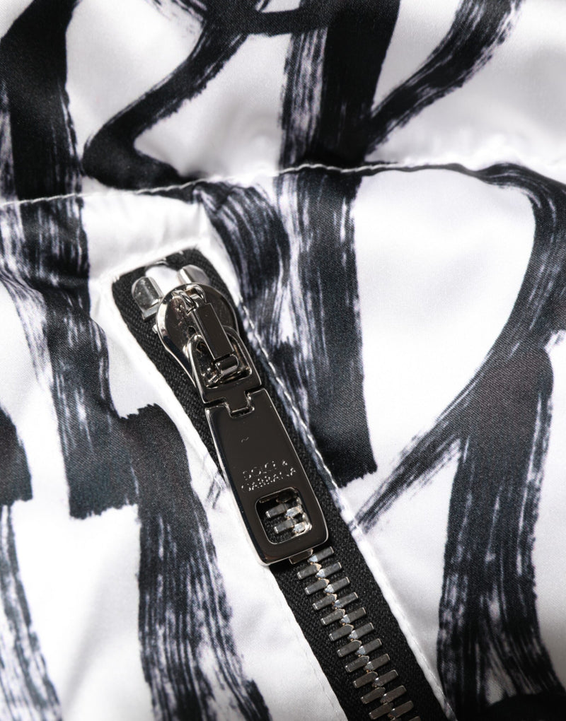 Veste bomber matelassée à logo graffiti blanc et noir de Dolce & Gabbana