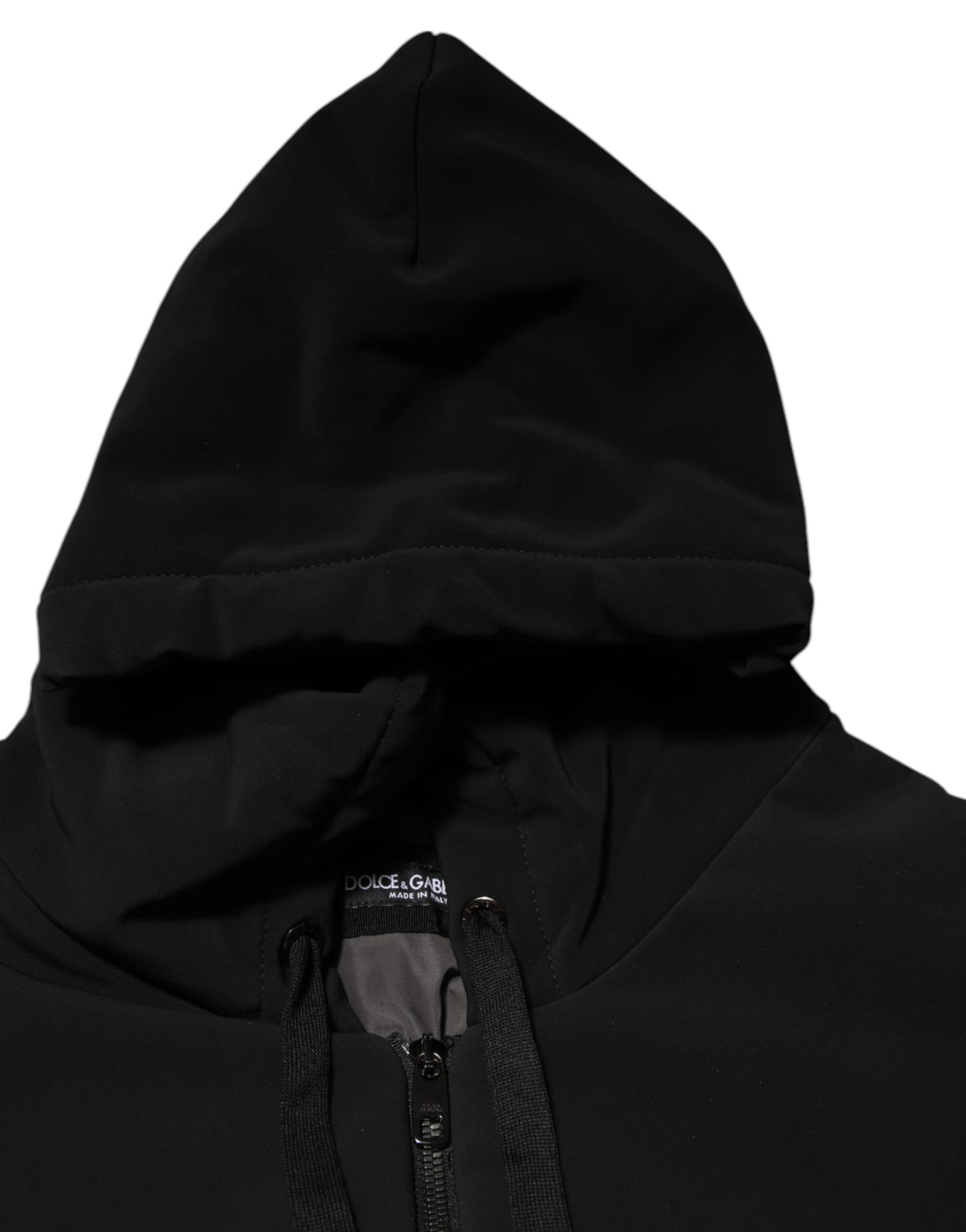 Veste à capuche en coton noir matelassé avec manches cloutées de Dolce & Gabbana