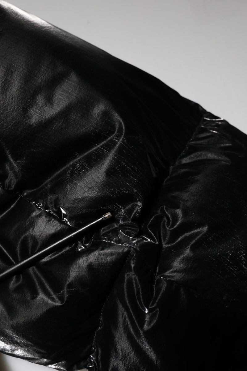 Veste matelassée à capuche zippée noire avec logo Dolce & Gabbana