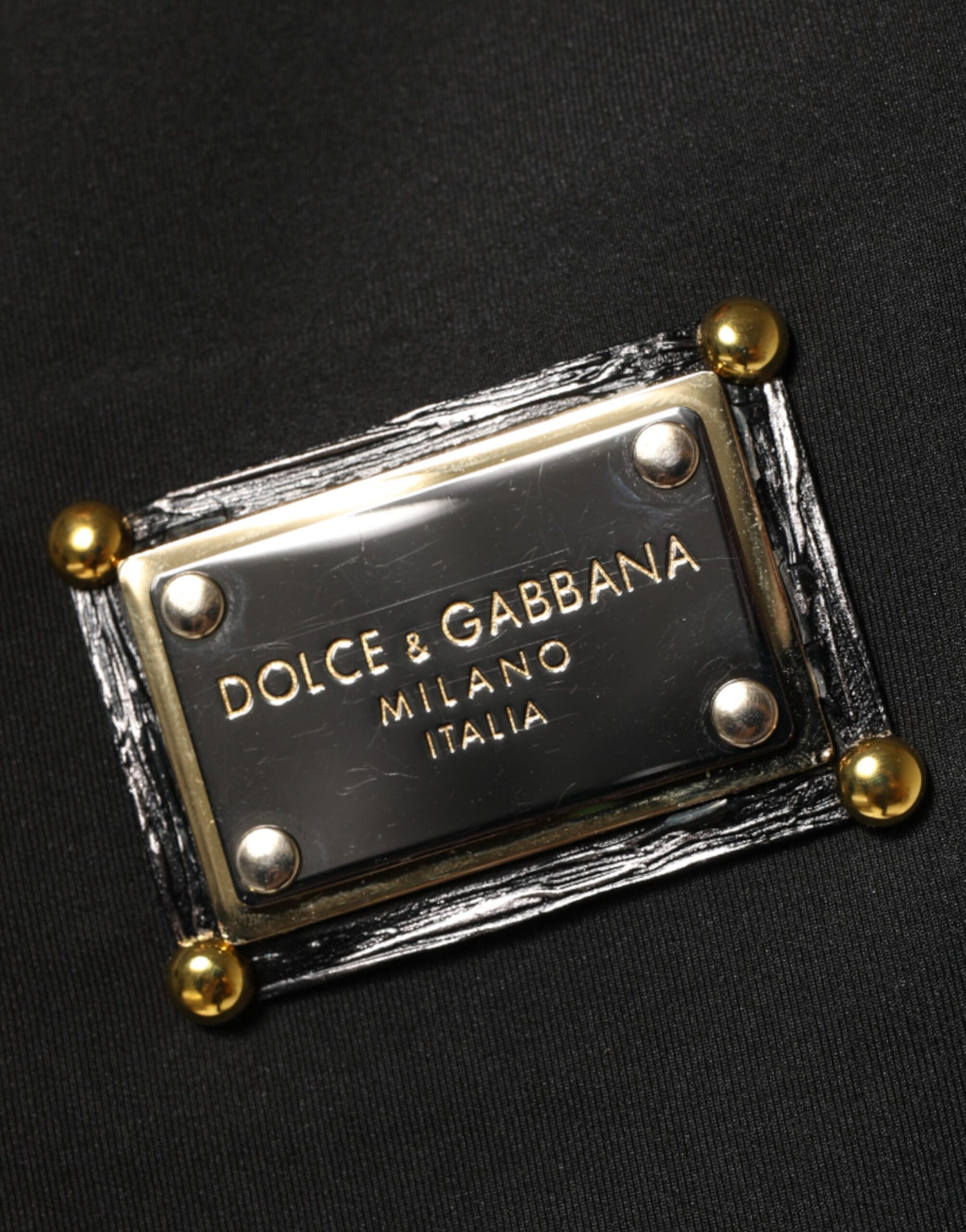 Bomber Jacket en Polyester Noir avec Logo et Plaques de Dolce & Gabbana