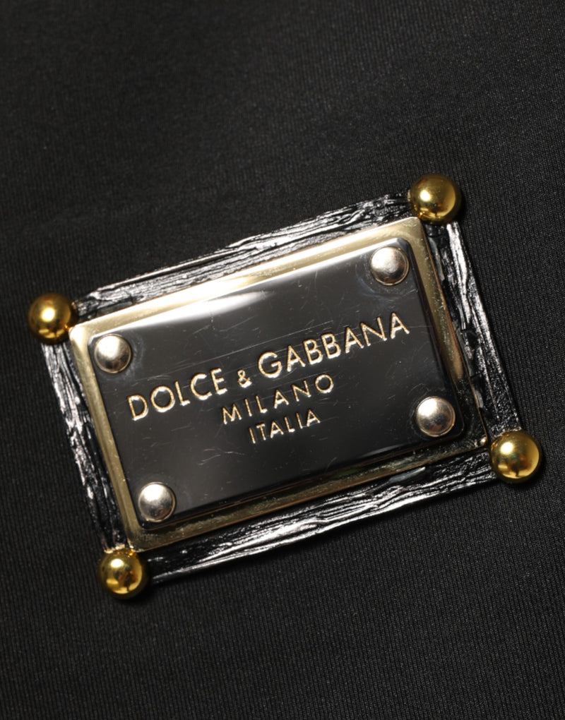 Bomber Jacket en Polyester Noir avec Logo et Plaques de Dolce & Gabbana